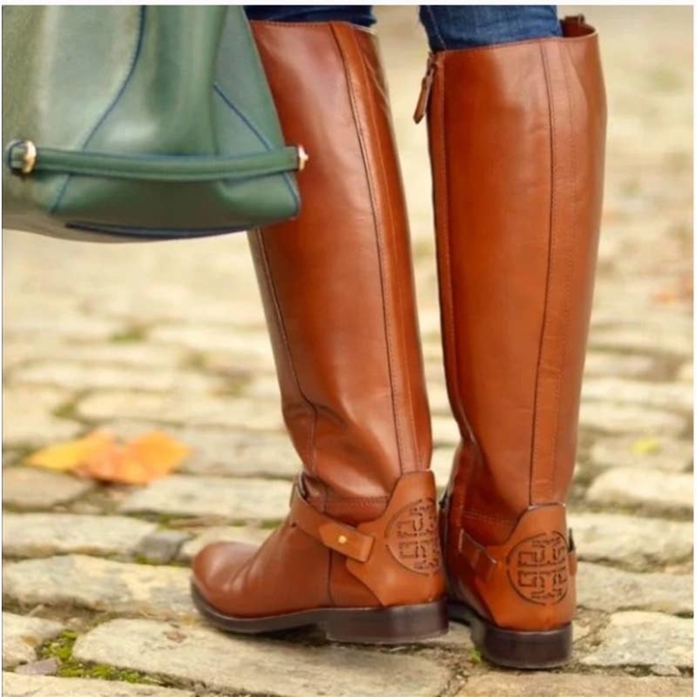 NWOT Tory Burch Colton Riding Boot Galleon Leather Brown 8